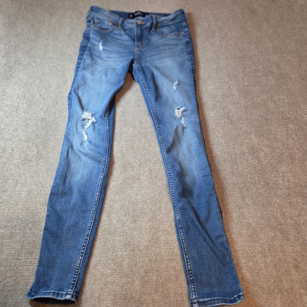 Hollister Distressed Super Skinny Stretch Jeans Blue Women's Size 3S 26x28